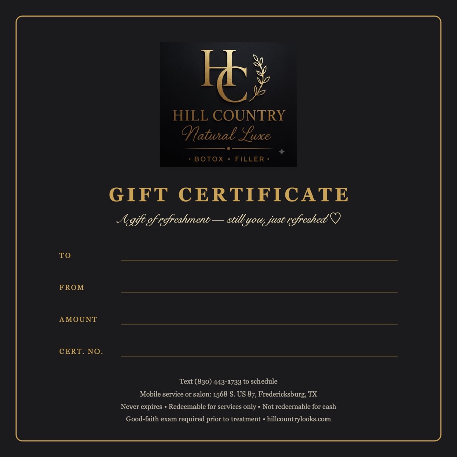 Hill Country Natural Luxe gift certificate — a gift of refreshment